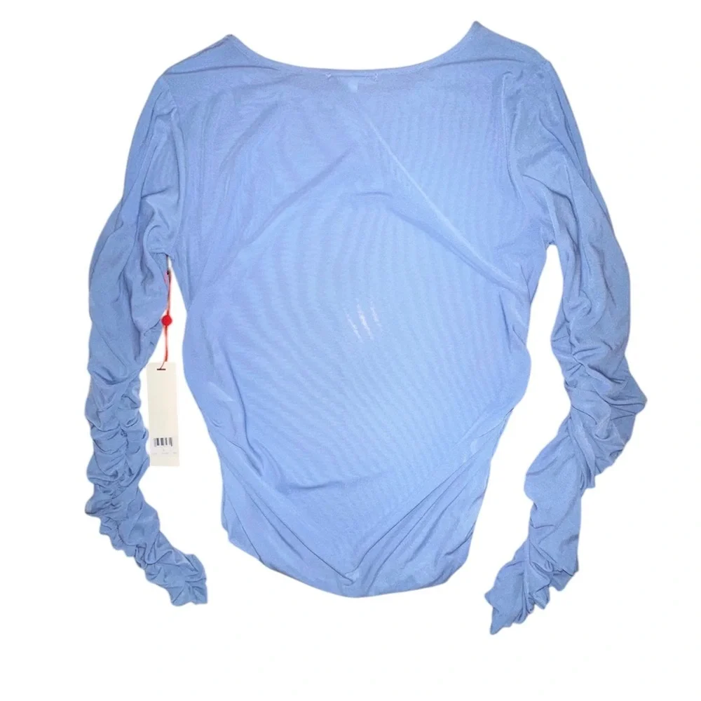 Casa Zeta-Jones | Ruffled Long Sleeve Semi-Sheer Blouse Top - Size L - NWT - Picture 11 of 11